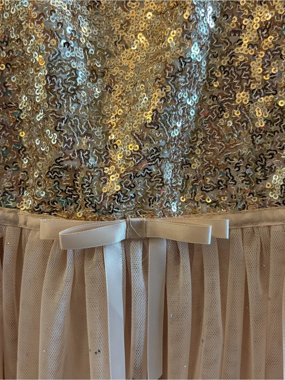 Popatu Sequin Bodice Tulle Dress - Blush Gold
